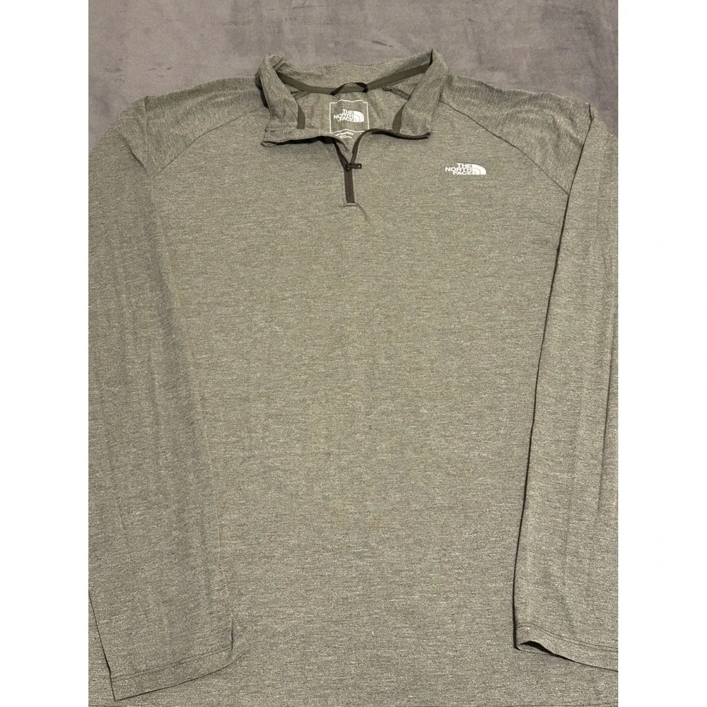 The North Face Mens XXL Quarter Zip Pullover Heathered Green